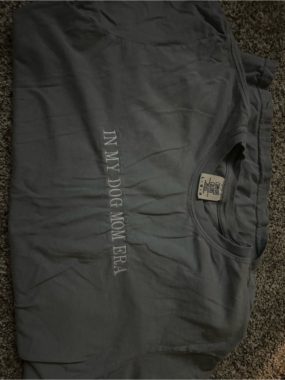 Comfort Colors Gray "In My Dog Mom Era" Embroidered Short Sleeve Tee